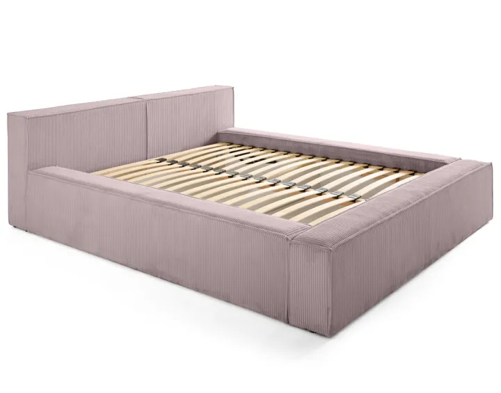 Lit coffre 180x200 cm sommier inclus en velours côtelé Stella