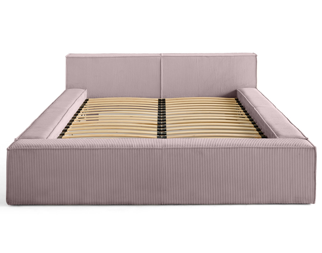 Lit coffre 180x200 cm sommier inclus en velours côtelé Stella