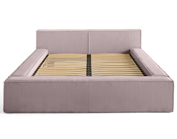 Lit coffre 180x200 cm sommier inclus en velours côtelé Stella