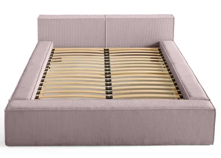 Lit coffre 180x200 cm sommier inclus en velours côtelé Stella