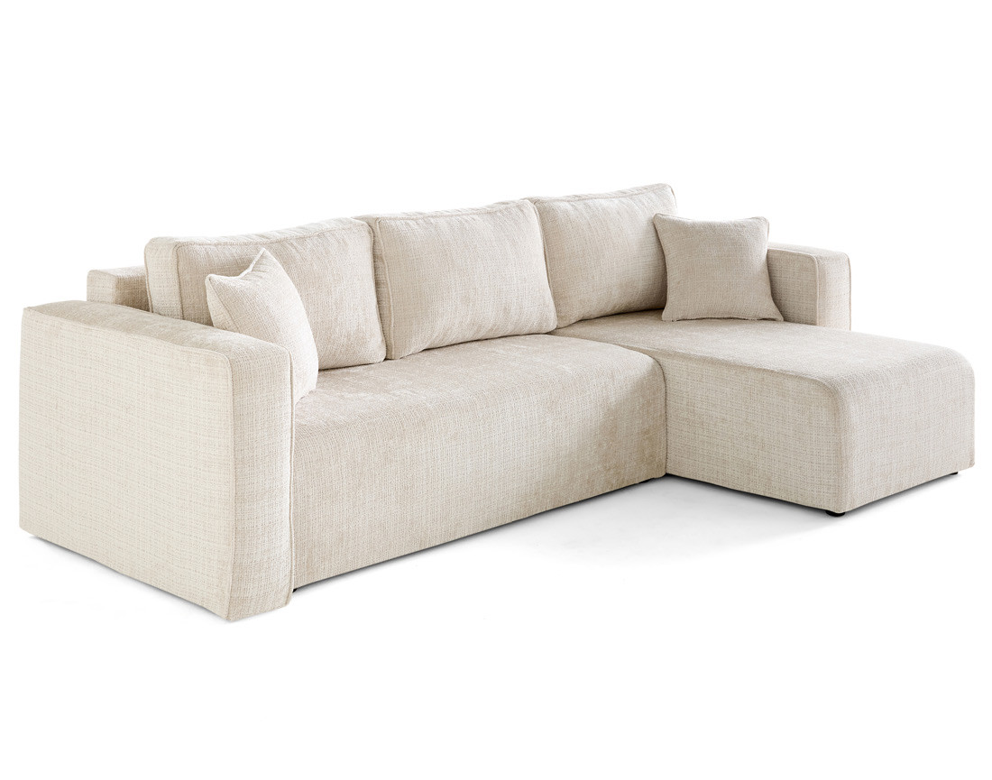 Canapé d'angle déhoussable réversible 4 places en velours texturé Topaze Canapé d'angle déhoussable réversible 4 places en velours texturé Topaze