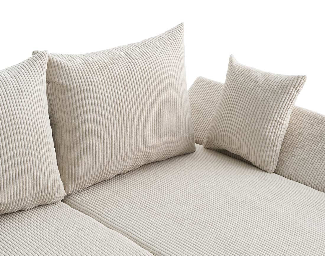 Canapé d'angle réversible 4 places convertible avec coffre en velours côtelé Mike