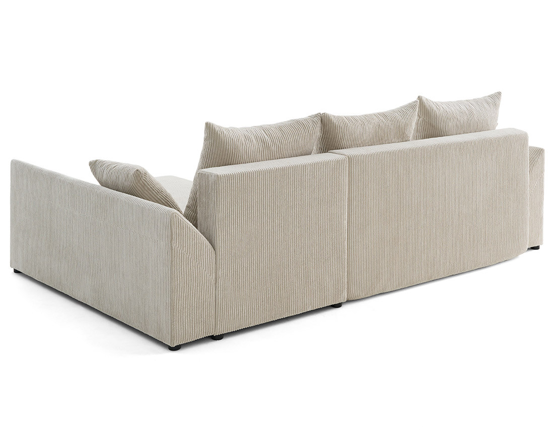 Canapé d'angle réversible 4 places convertible avec coffre en velours côtelé Mike