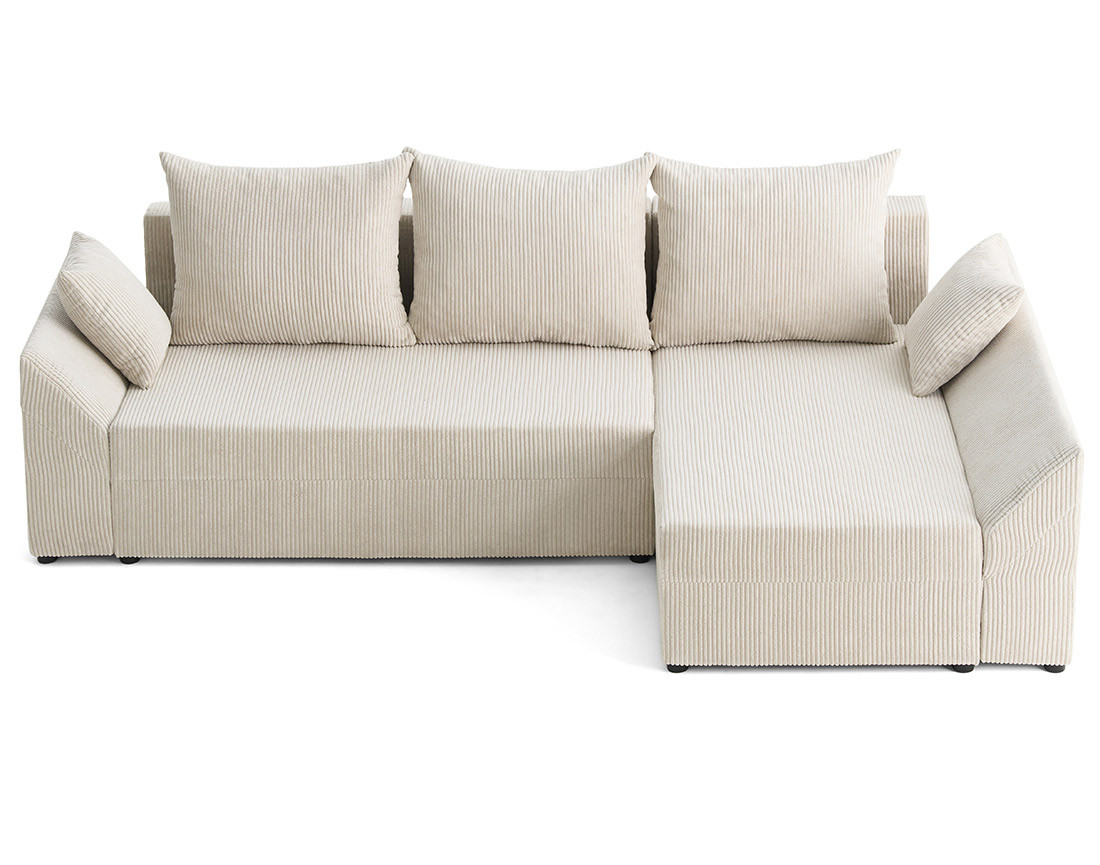 Canapé d'angle réversible 4 places convertible avec coffre en velours côtelé Mike