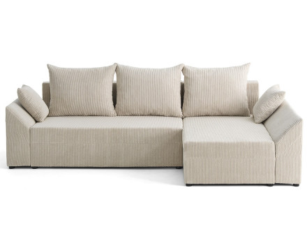 Canapé d'angle réversible 4 places convertible avec coffre en velours côtelé Mike