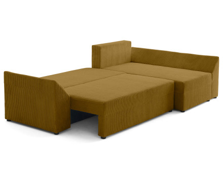 Canapé d'angle réversible 4 places convertible avec coffre en velours côtelé Mike