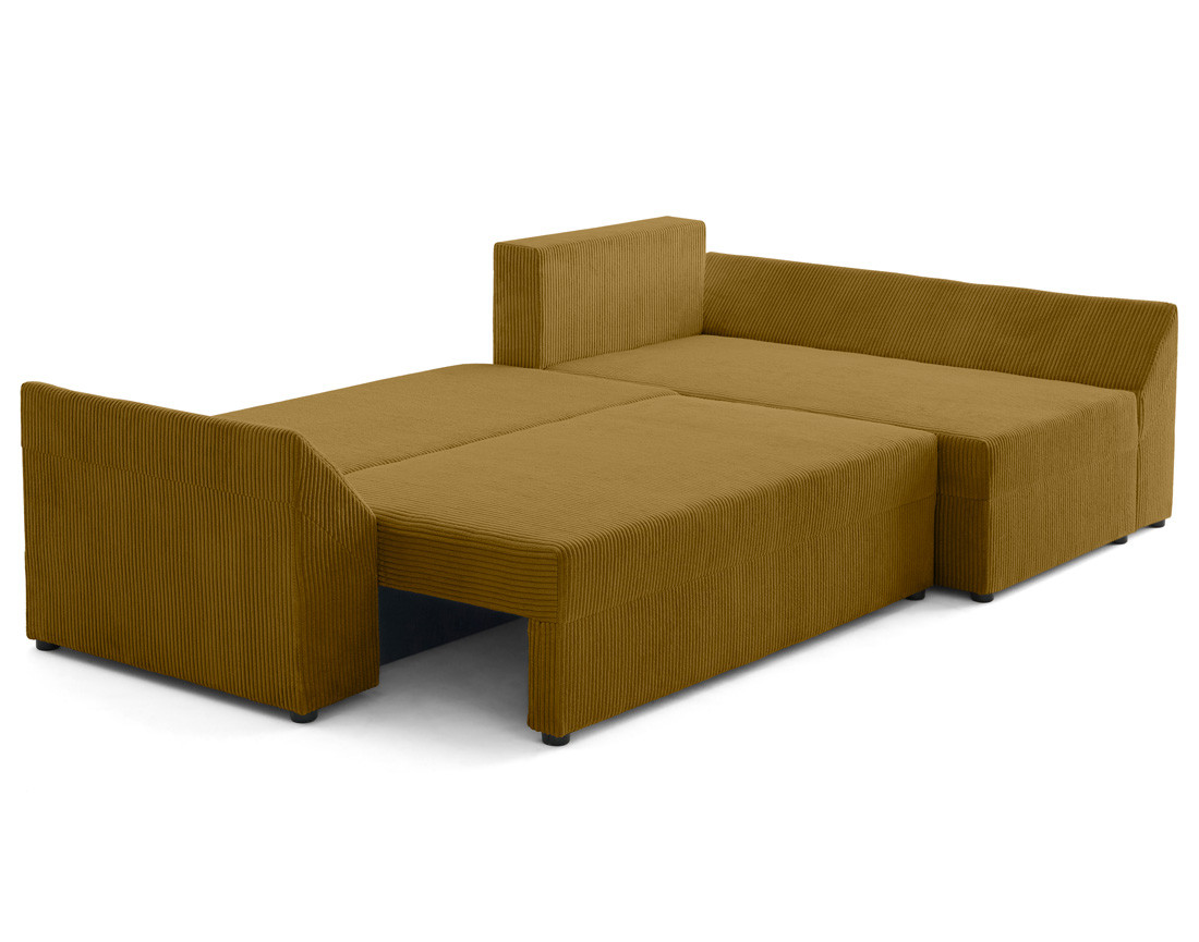 Canapé d'angle réversible 4 places convertible avec coffre en velours côtelé Mike