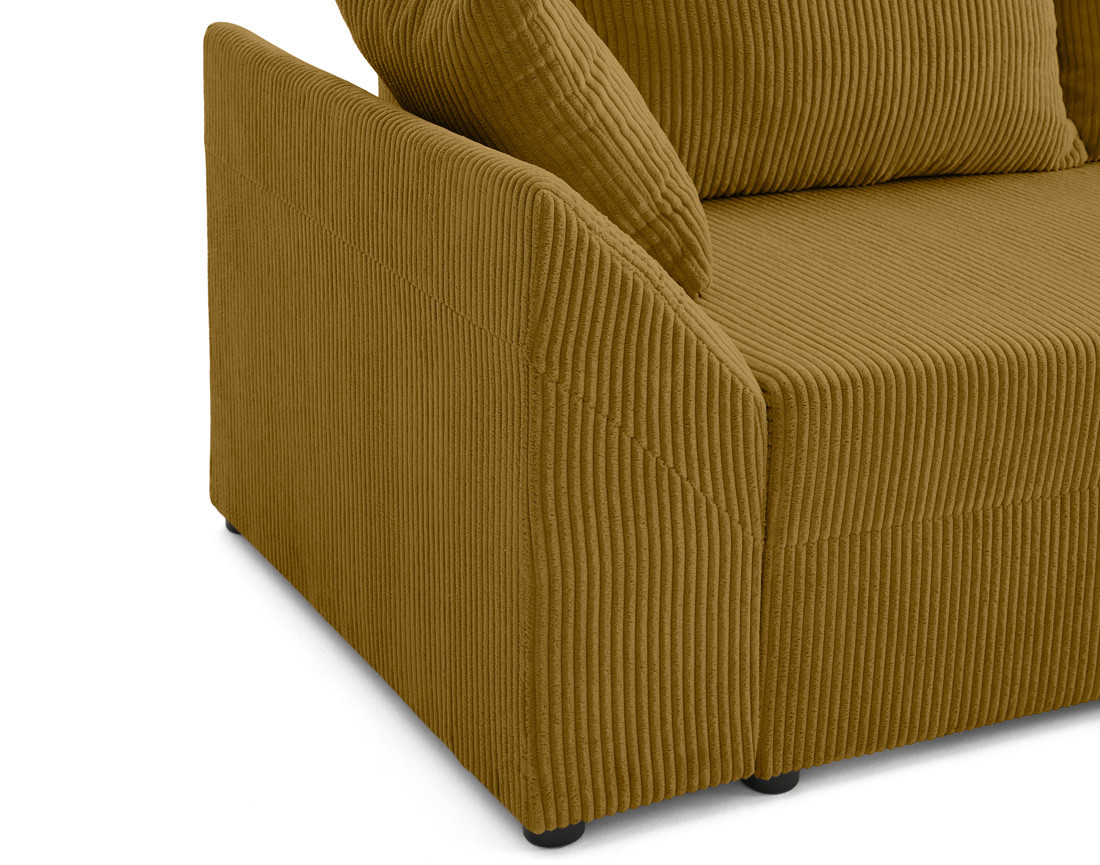 Canapé d'angle réversible 4 places convertible avec coffre en velours côtelé Mike