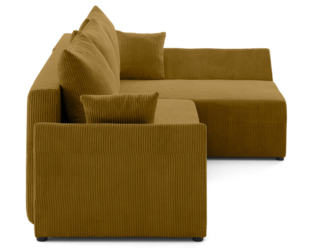 Canapé d'angle réversible 4 places convertible avec coffre en velours côtelé Mike