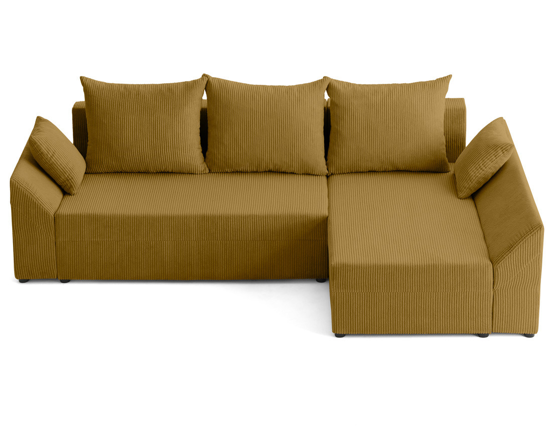 Canapé d'angle réversible 4 places convertible avec coffre en velours côtelé Mike