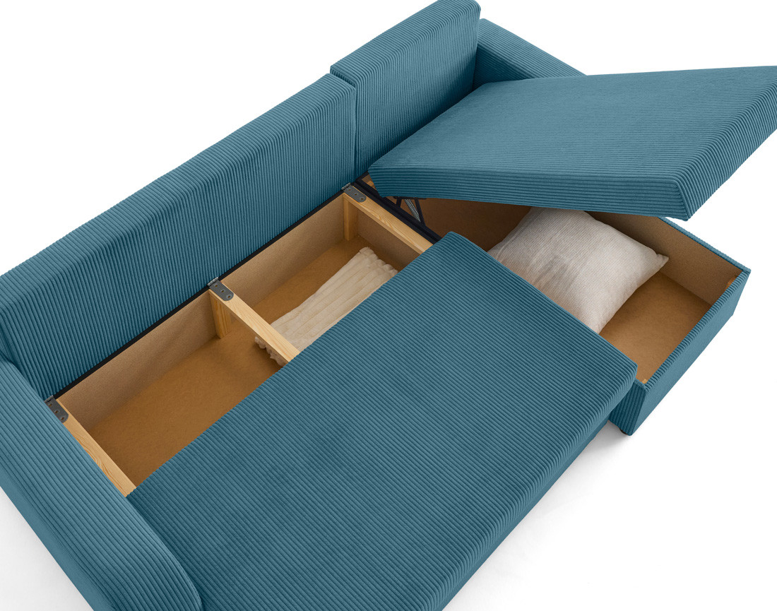 Canapé d'angle réversible convertible avec coffres 4 places en velours côtelé Valos