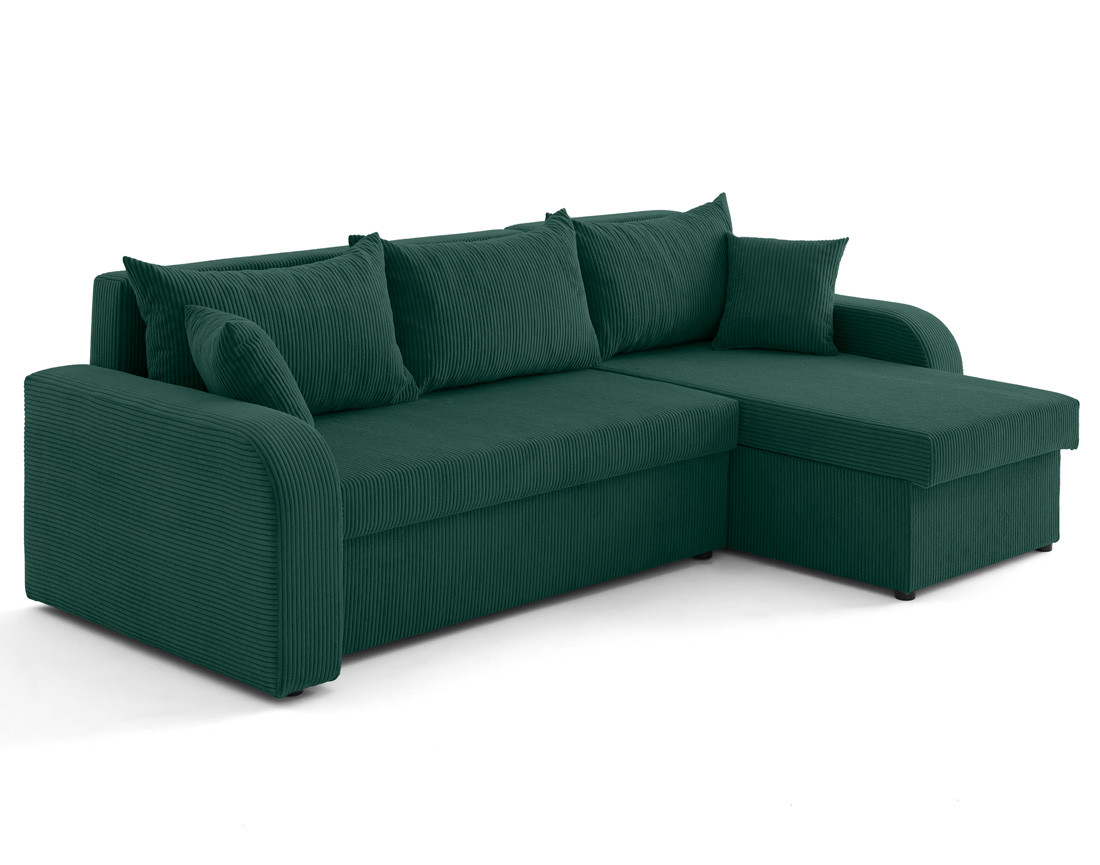 Canapé d'angle réversible convertible avec coffres 4 places en velours côtelé Valos