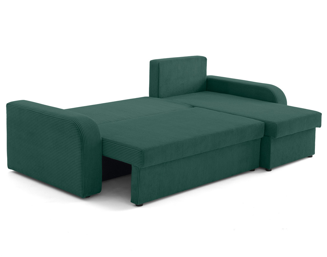 Canapé d'angle réversible convertible avec coffres 4 places en velours côtelé Valos