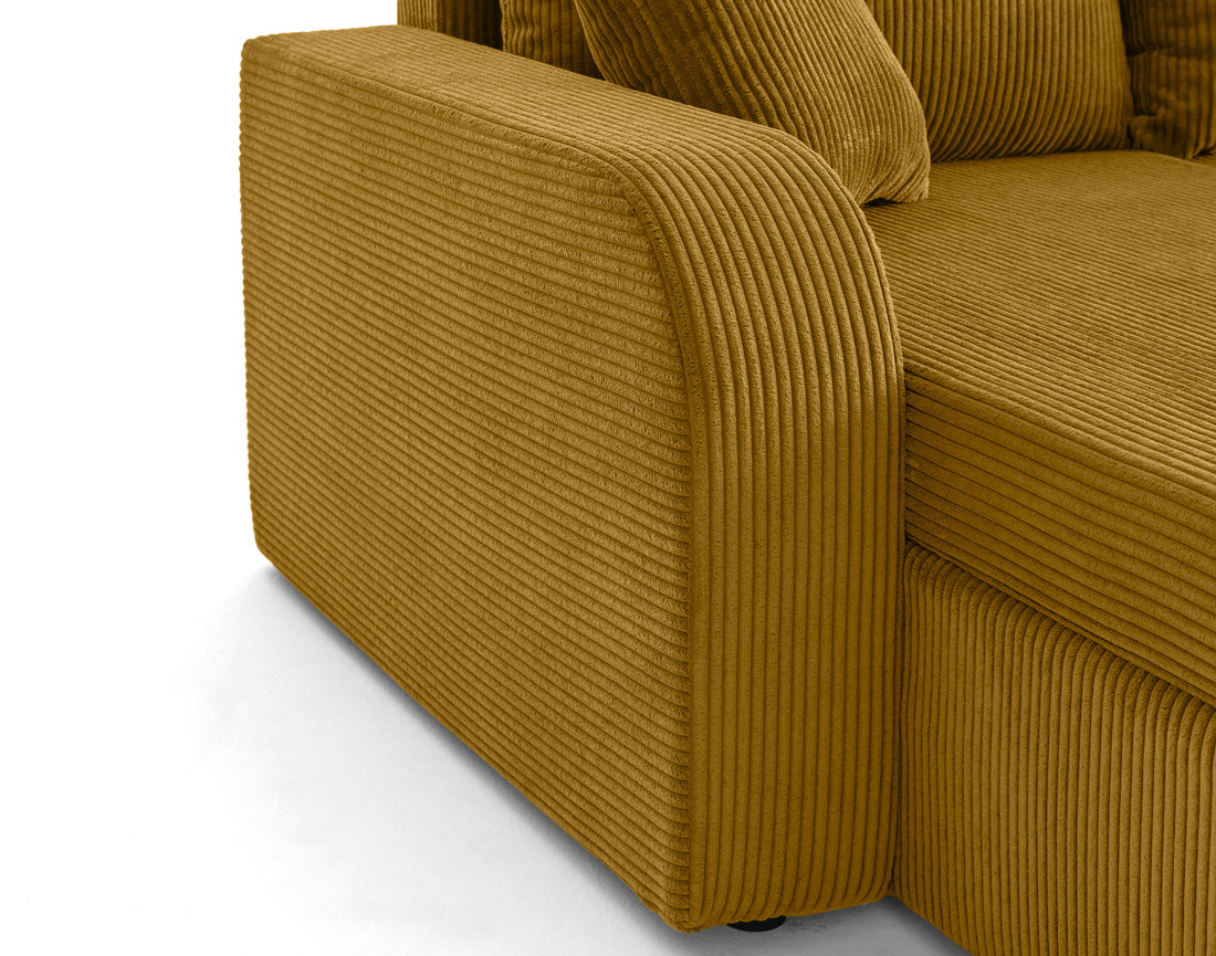 Canapé panoramique en U convertible avec coffres 7 places en velours côtelé Valos