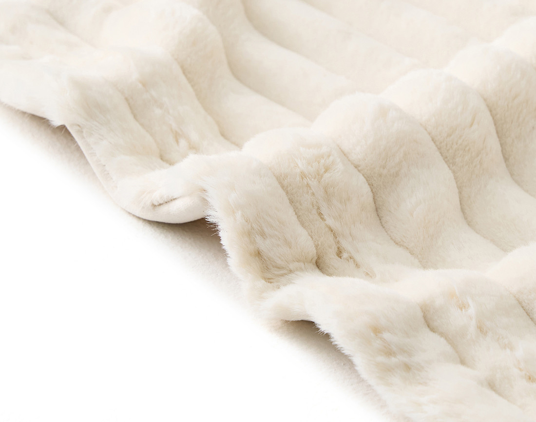 Plaid 100x140 cm en fausse fourrure côtelé et velours Arezzo