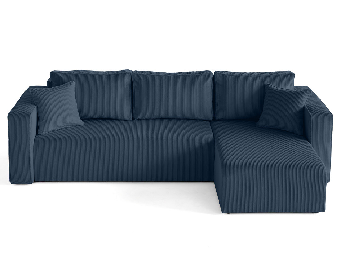 Canapé d'angle déhoussable réversible 4 places en velours côtelé Topaze