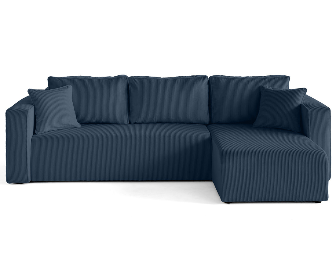 Canapé d'angle déhoussable réversible 4 places en velours côtelé Topaze
