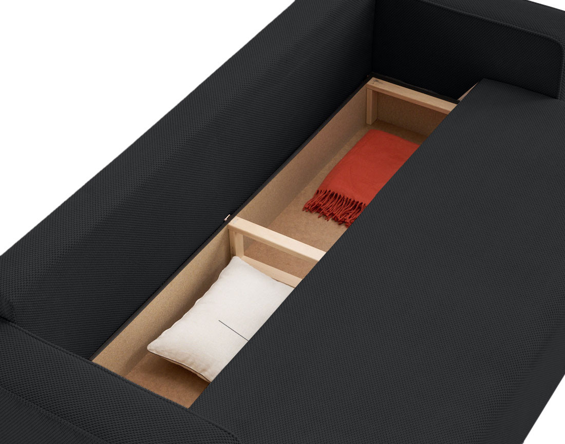 Canapé droit 3 places convertible avec coffre en velours texturé Topaze Canapé droit 3 places convertible avec coffre en velours texturé Topaze