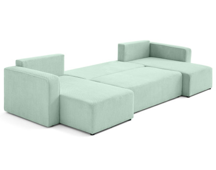 Canapé panoramique en U 7 places convertible avec coffre en velours texturé Topaze