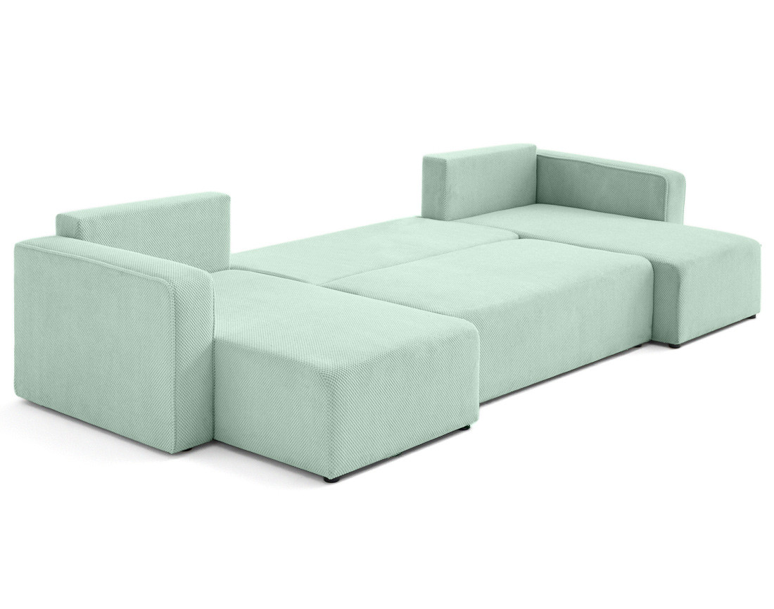 Canapé panoramique en U 7 places convertible avec coffre en velours texturé Topaze