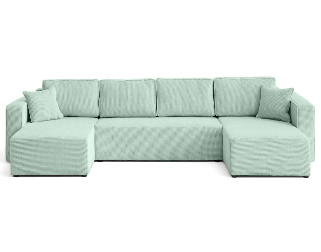 Canapé panoramique en U 7 places convertible avec coffre en velours texturé Topaze