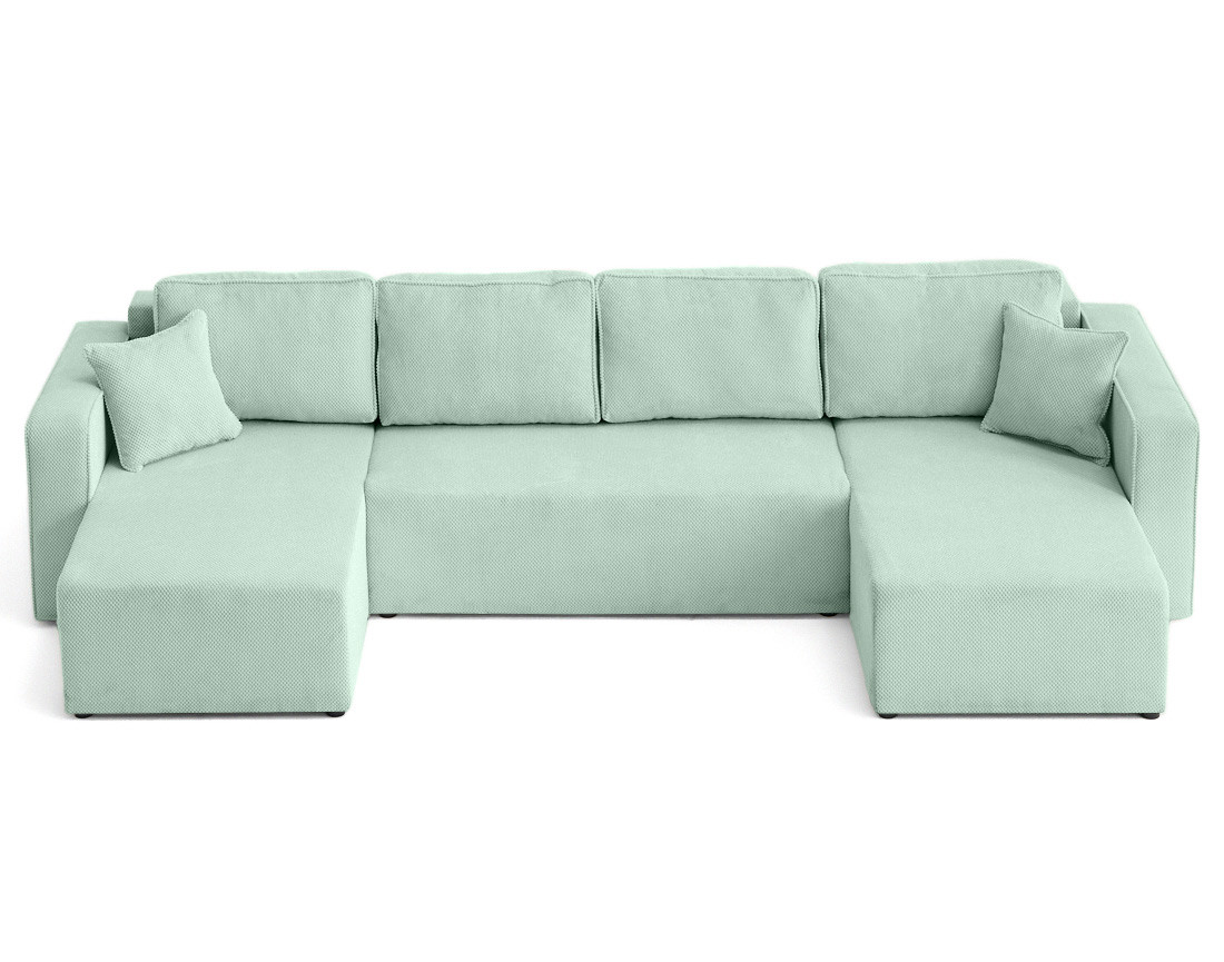 Canapé panoramique en U 7 places convertible avec coffre en velours texturé Topaze