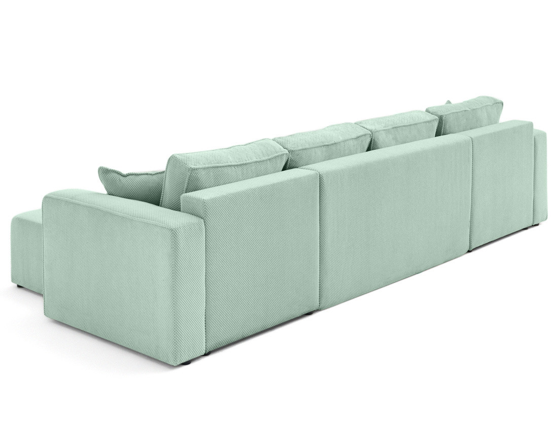 Canapé panoramique en U 7 places convertible avec coffre en velours texturé Topaze