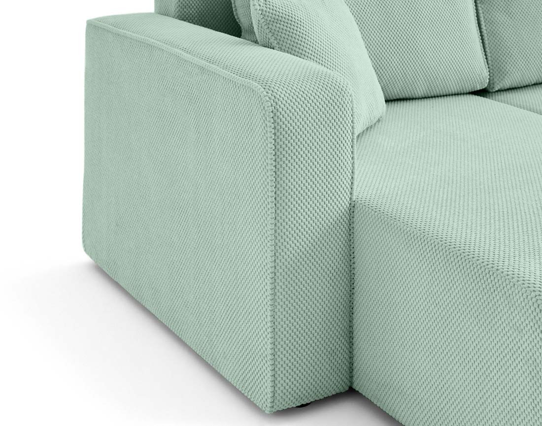 Canapé panoramique en U 7 places convertible avec coffre en velours texturé Topaze