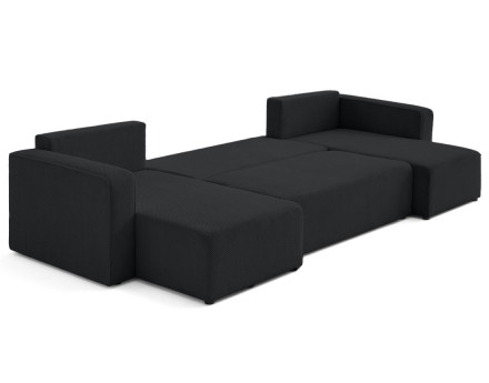 Canapé panoramique en U 7 places convertible avec coffre en velours texturé Topaze