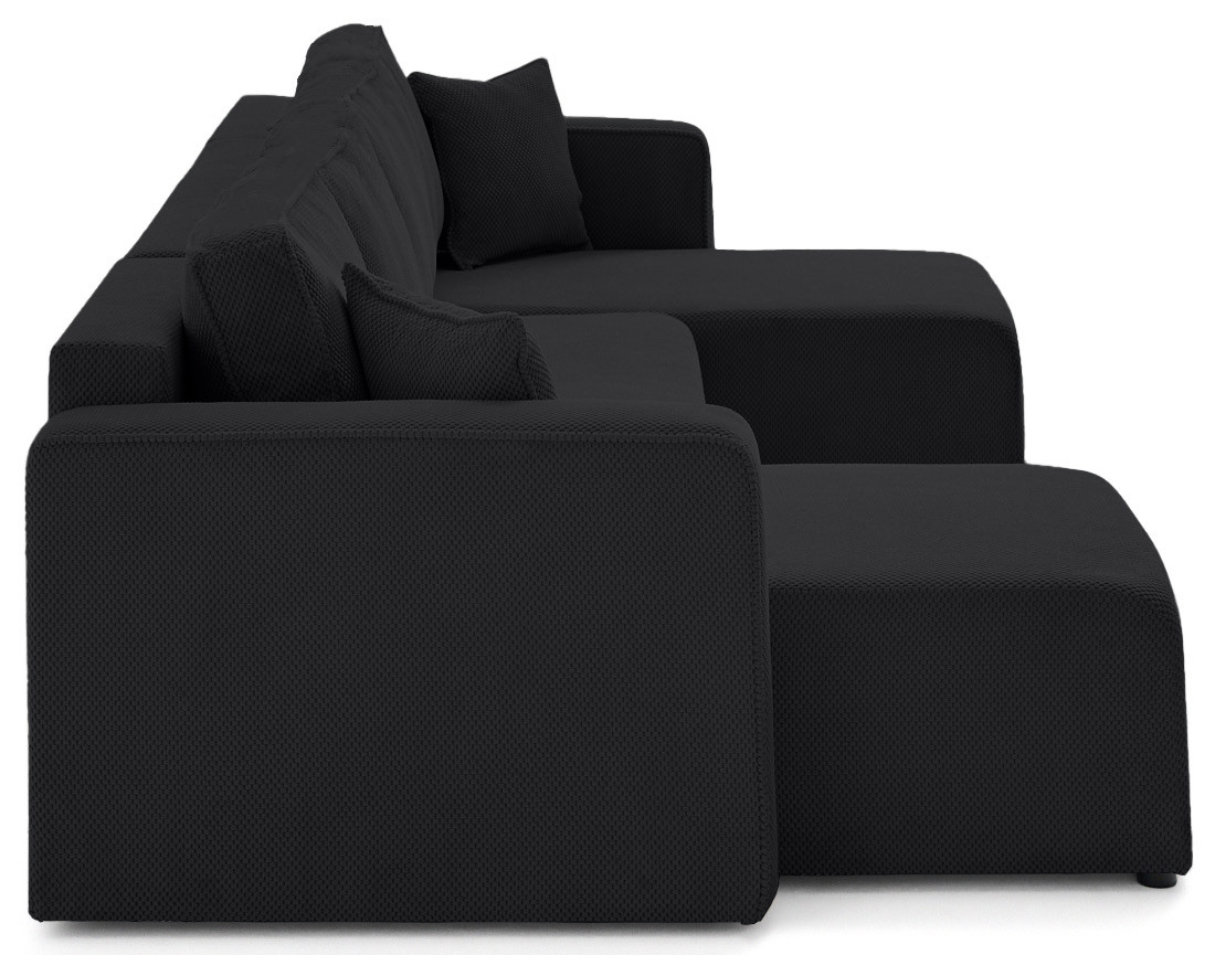 Canapé panoramique en U 7 places convertible avec coffre en velours texturé Topaze Canapé panoramique en U 7 places convertible avec coffre en velours texturé Topaze