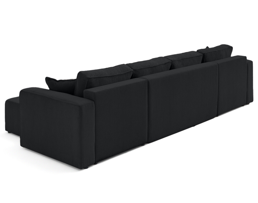 Canapé panoramique en U 7 places convertible avec coffre en velours texturé Topaze Canapé panoramique en U 7 places convertible avec coffre en velours texturé Topaze