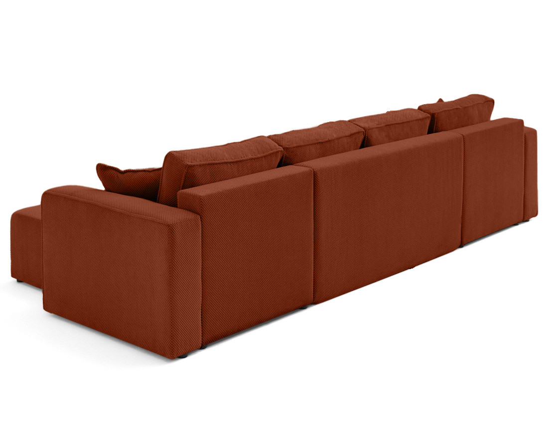 Canapé panoramique en U 7 places convertible avec coffre en velours texturé Topaze