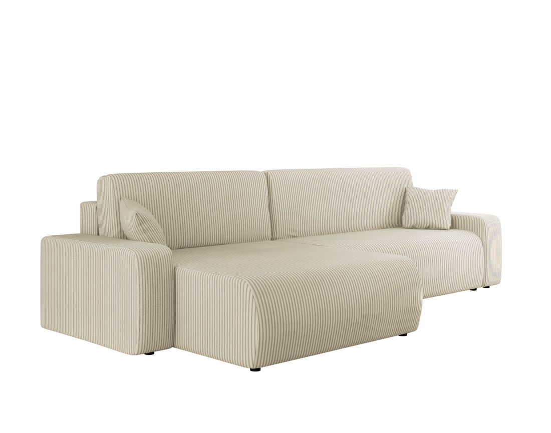 Canapé d'angle réversible 5 places convertible avec coffre en velours côtelé Artemisa