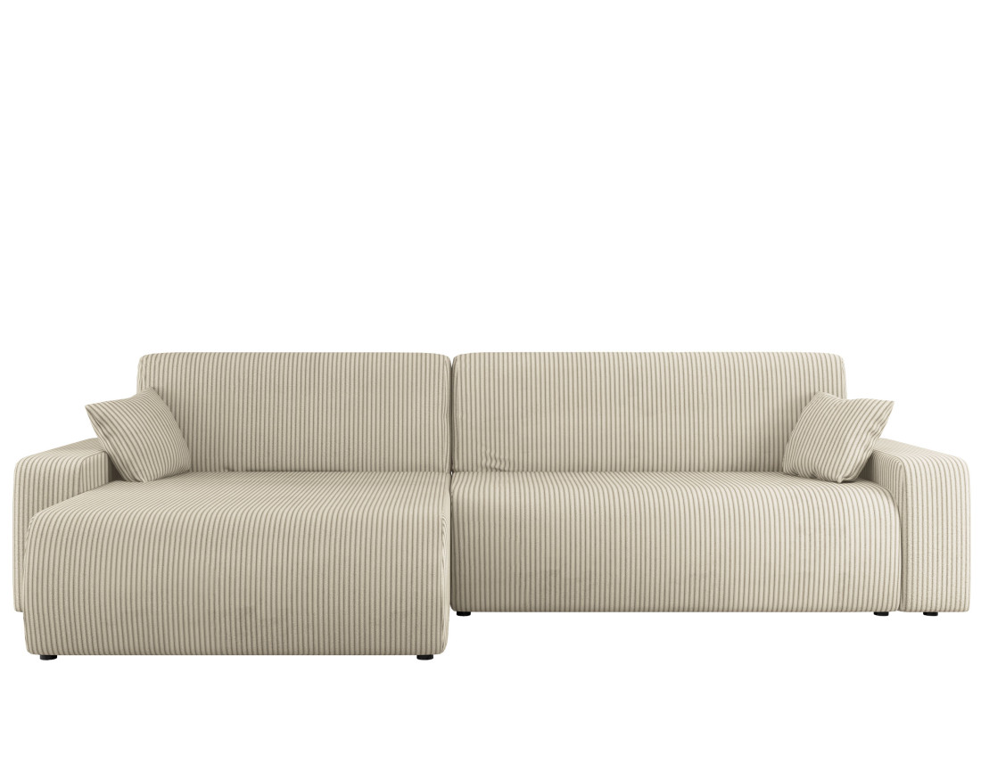 Canapé d'angle réversible 5 places convertible avec coffre en velours côtelé Artemisa