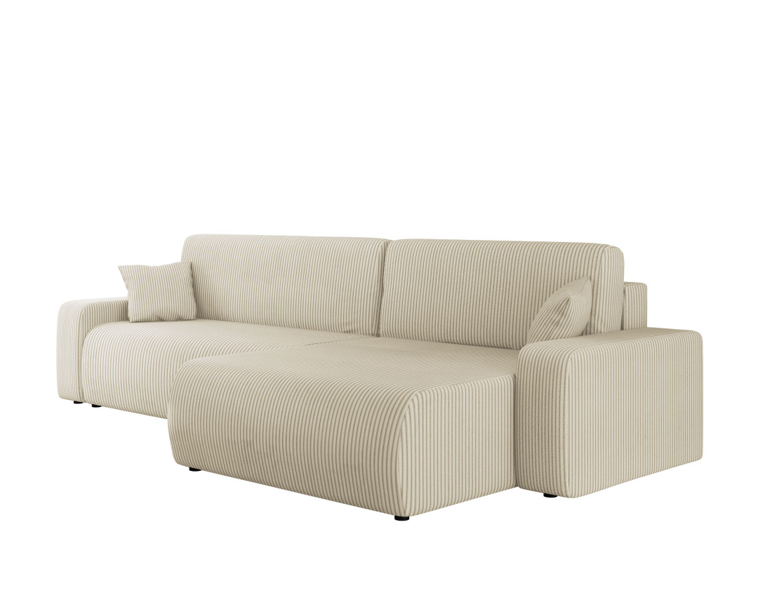 Canapé d'angle réversible 5 places convertible avec coffre en velours côtelé Artemisa