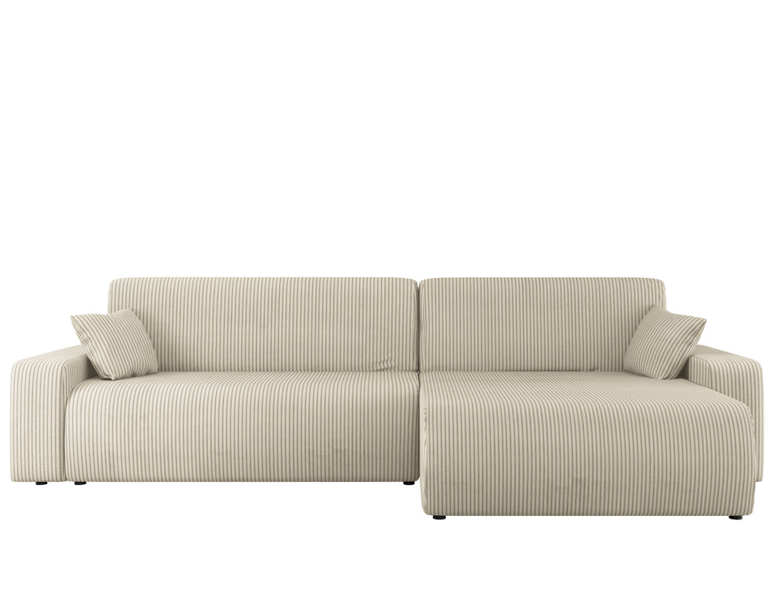 Canapé d'angle réversible 5 places convertible avec coffre en velours côtelé Artemisa