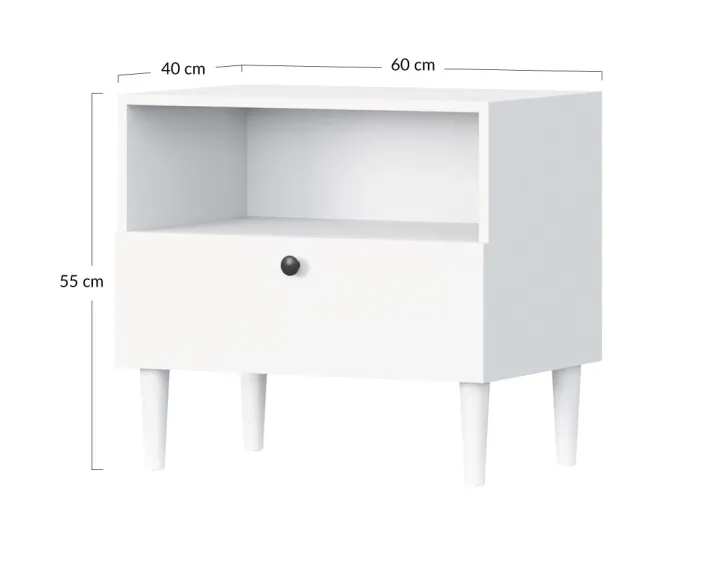 Table de chevet blanc 60 cm Gaby