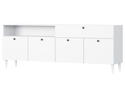 Buffet blanc 4 portes, 1 porte et 1 niche 200 cm Gaby