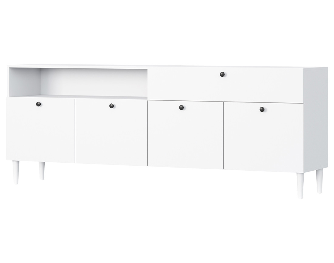 Buffet blanc 4 portes, 1 porte et 1 niche 200 cm Gaby