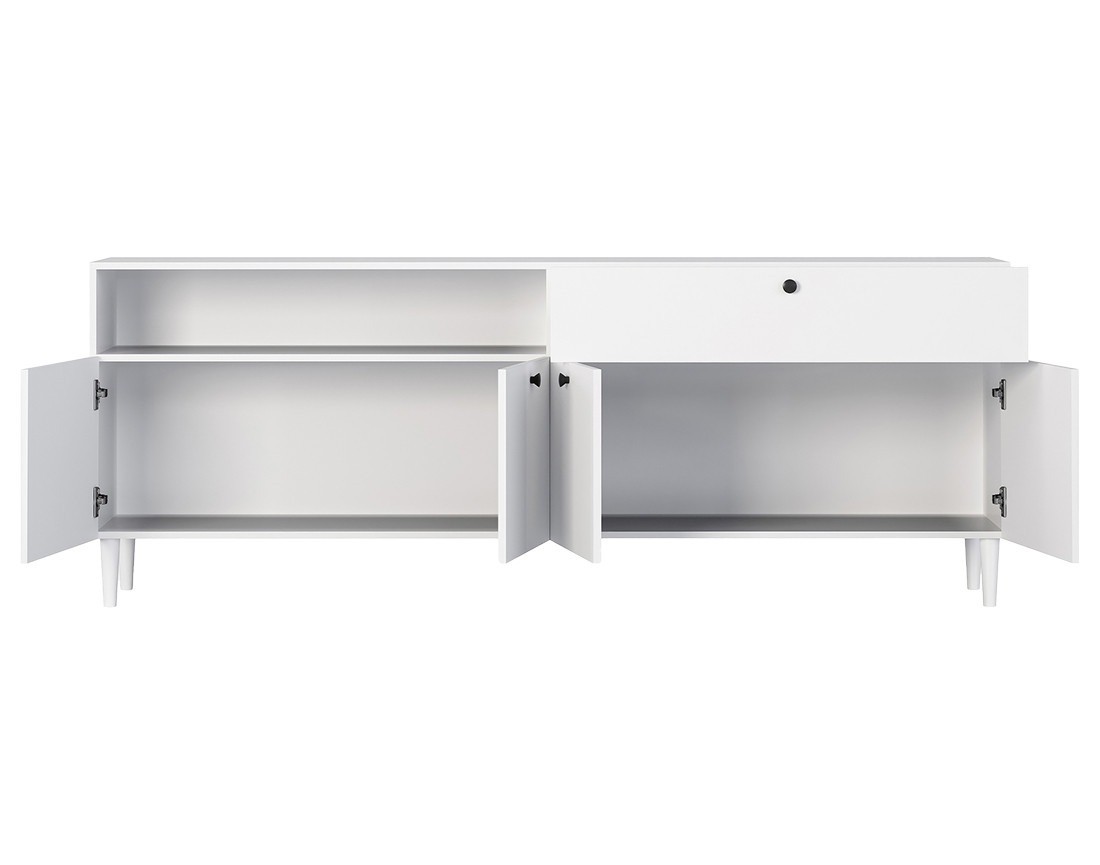 Buffet blanc 4 portes, 1 porte et 1 niche 200 cm Gaby
