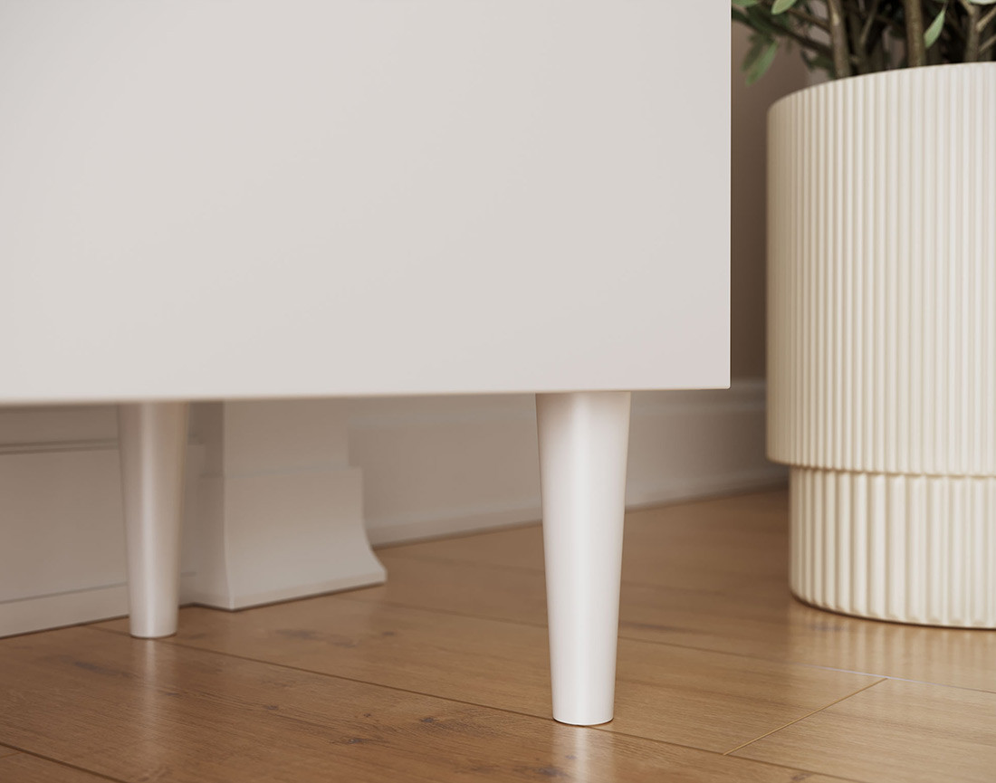 Meuble TV blanc 2 tiroirs et 2 niches 200 cm Gaby