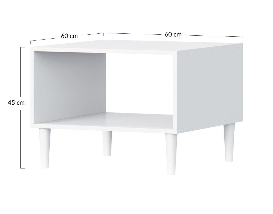 Table basse blanc 1 niche 60 cm Gaby