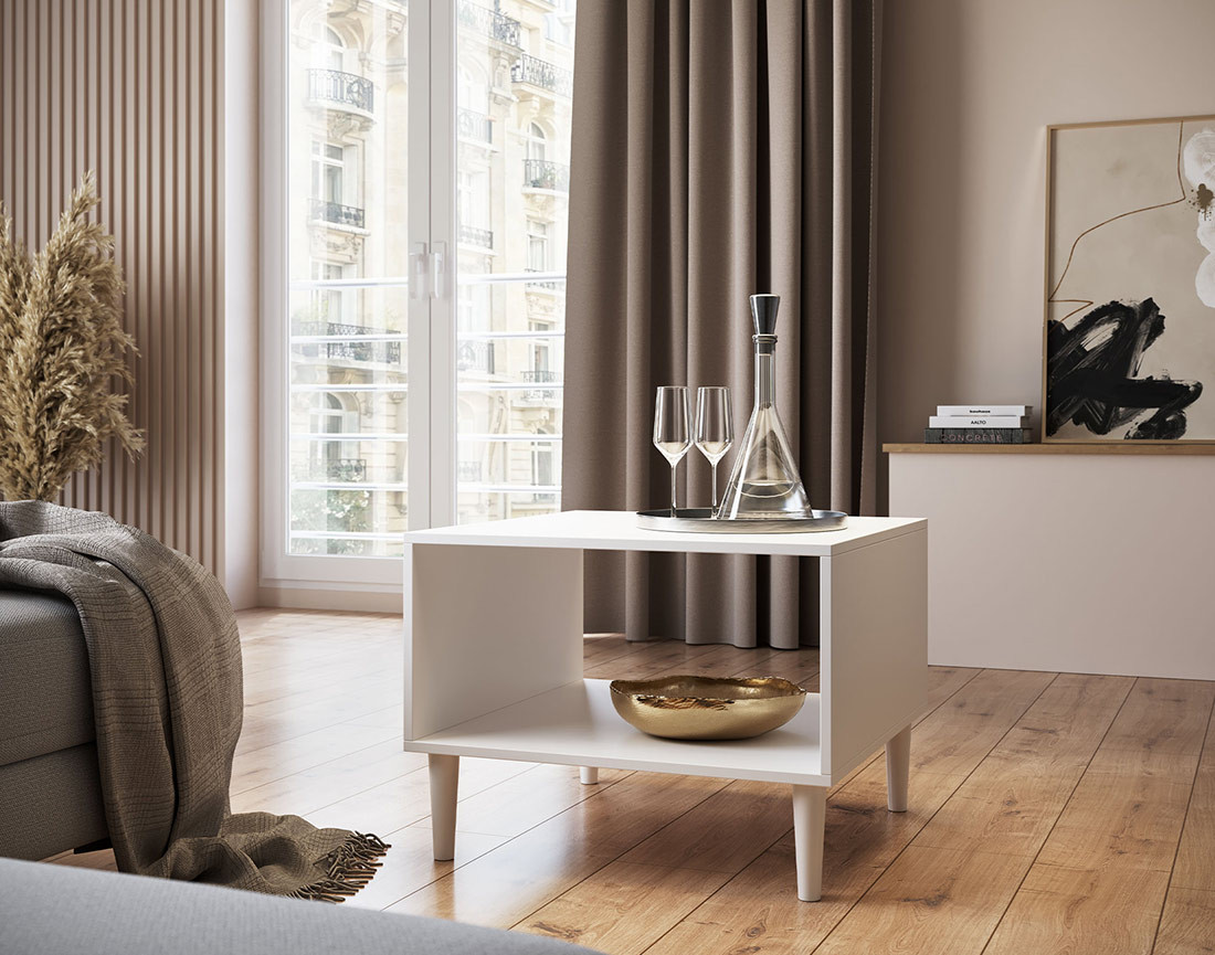 Table basse blanc 1 niche 60 cm Gaby