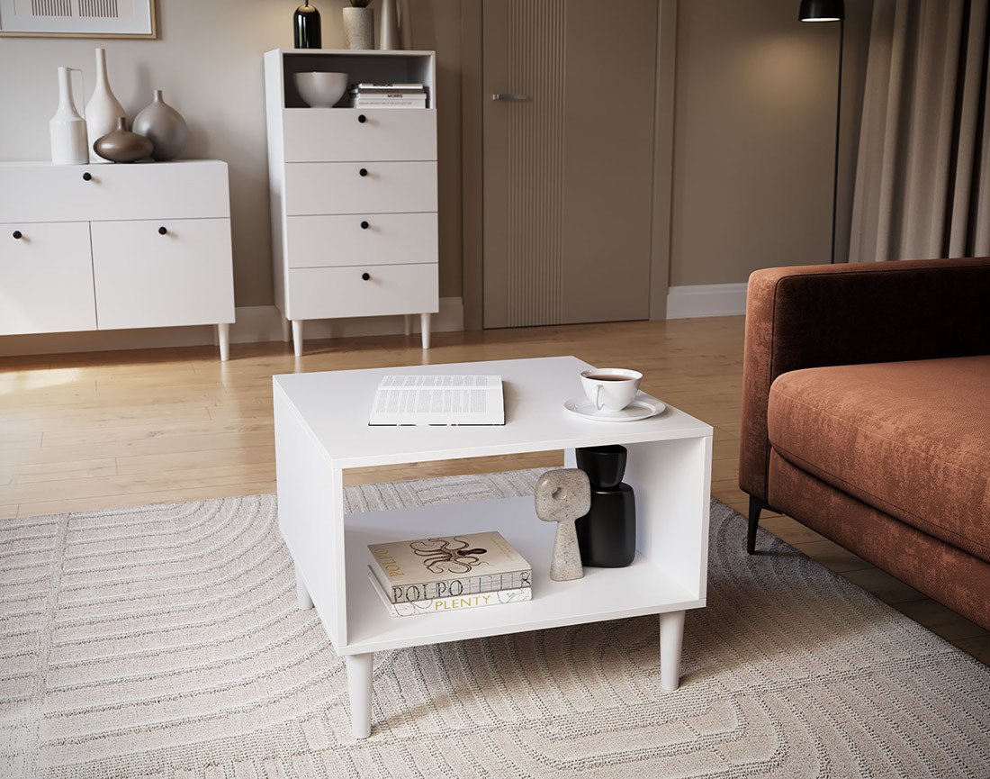 Table basse blanc 1 niche 60 cm Gaby