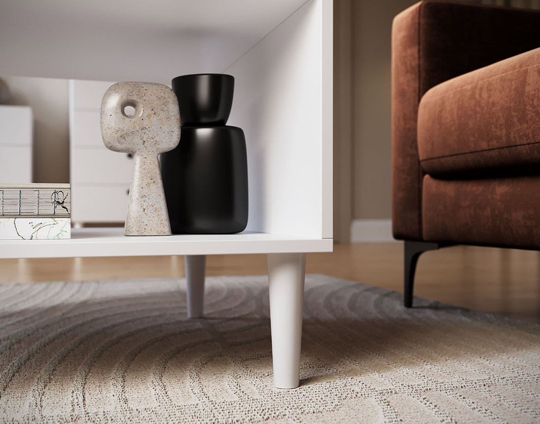 Table basse blanc 1 niche 60 cm Gaby