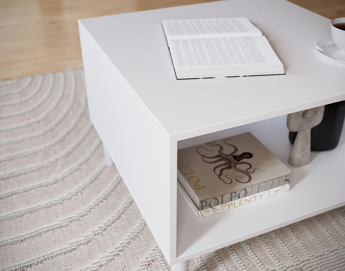 Table basse blanc 1 niche 60 cm Gaby