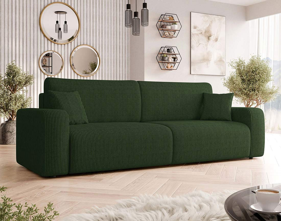 Canapé droit 3 places convertible avec coffre en velours côtelé Artemisa