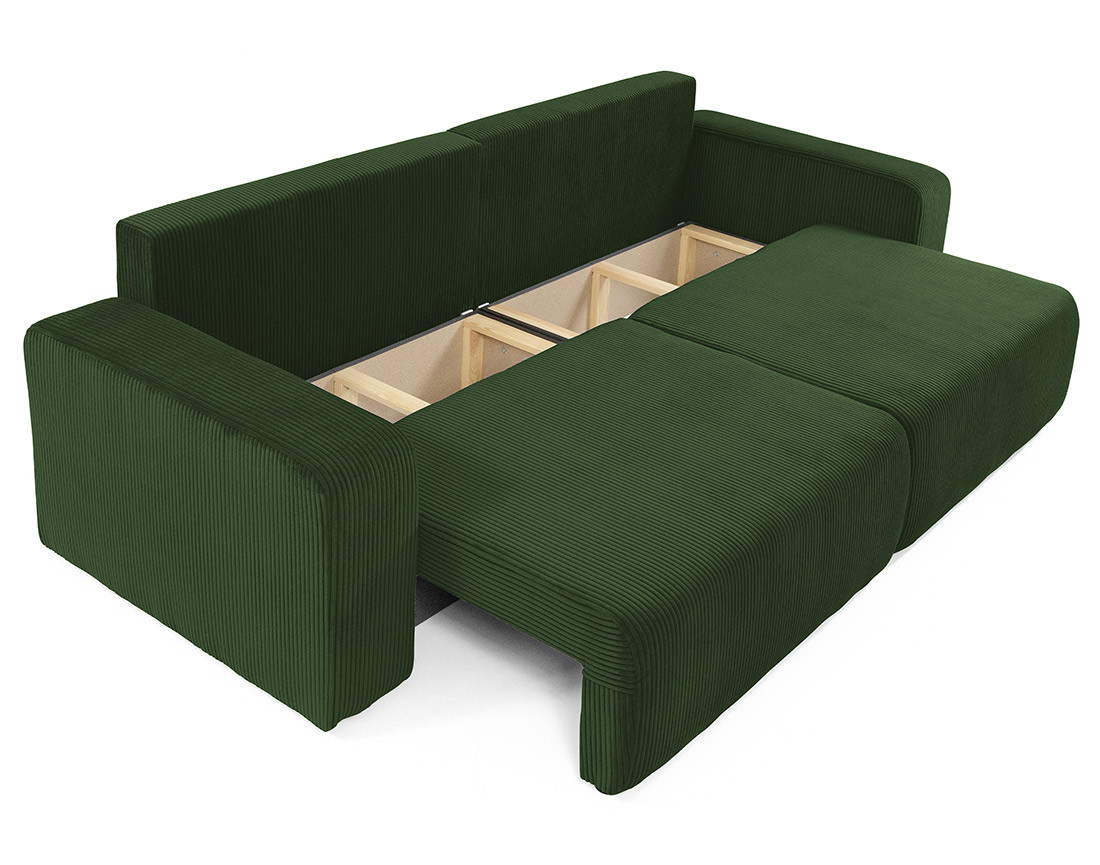 Canapé droit 3 places convertible avec coffre en velours côtelé Artemisa