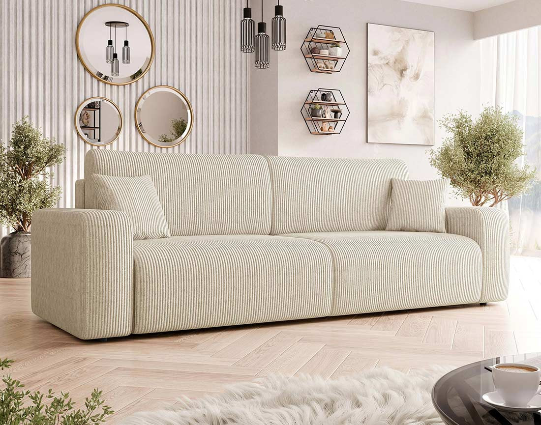 Canapé droit 3 places convertible avec coffre en velours côtelé Artemisa Canapé droit 3 places convertible avec coffre en velours côtelé Artemisa