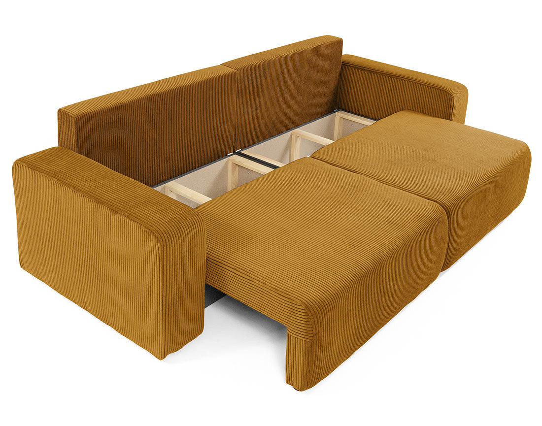 Canapé droit 3 places convertible avec coffre en velours côtelé Artemisa